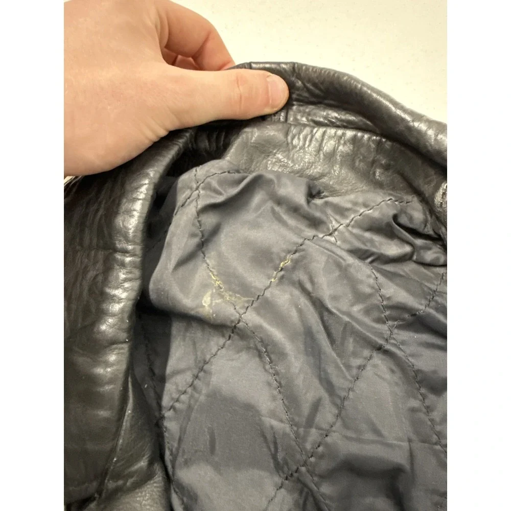 Black‎ Leather Motorcycle Jacket Mens Classic Biker Style Zip Up Belt